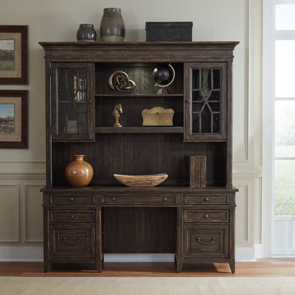 Credenza & Hutch in Rubberwood Solids w/ Split Heart White Oak Veneers