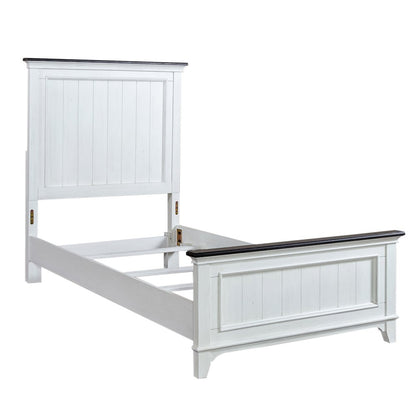 Twin Panel Bed in Poplar & Rubberwood Solids w/ Cathedral White Oak Tops