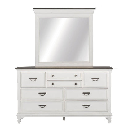 Queen Panel Bed, Dresser & Mirror, Chest, Night Stand - White w/ Charcoal Tops