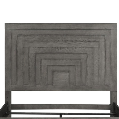Modern Farmhouse King Panel Headboard in Dusty Charcoal w/ Heavy Distressing