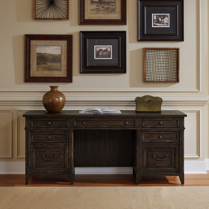 Executive Credenza in Rubberwood Solids w/ Split Heart White Oak Veneers