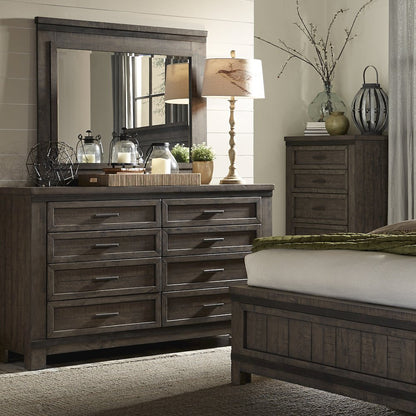 Thornwood Hills King Two Sided Storage Bed, Dresser & Mirror, Chest, Night Stand