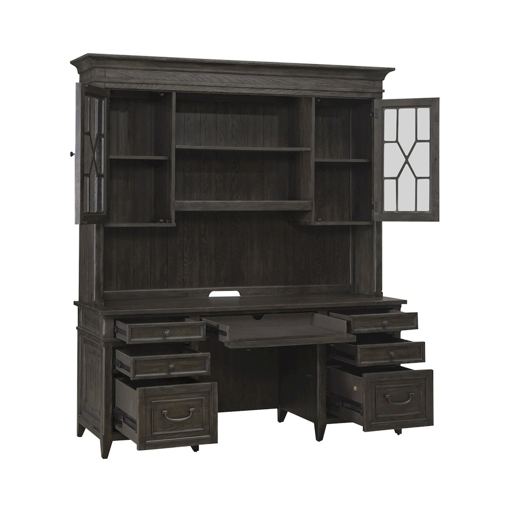 Credenza & Hutch in Rubberwood Solids w/ Split Heart White Oak Veneers