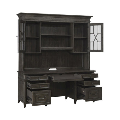 Credenza & Hutch in Rubberwood Solids w/ Split Heart White Oak Veneers
