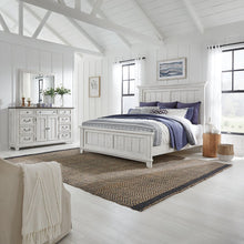 River Place Queen Panel Bed, Dresser & Mirror - Riverstone White & Tobacco