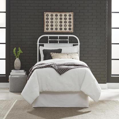 Vintage Series Twin Metal Headboard - Antique White in Distressed Metal