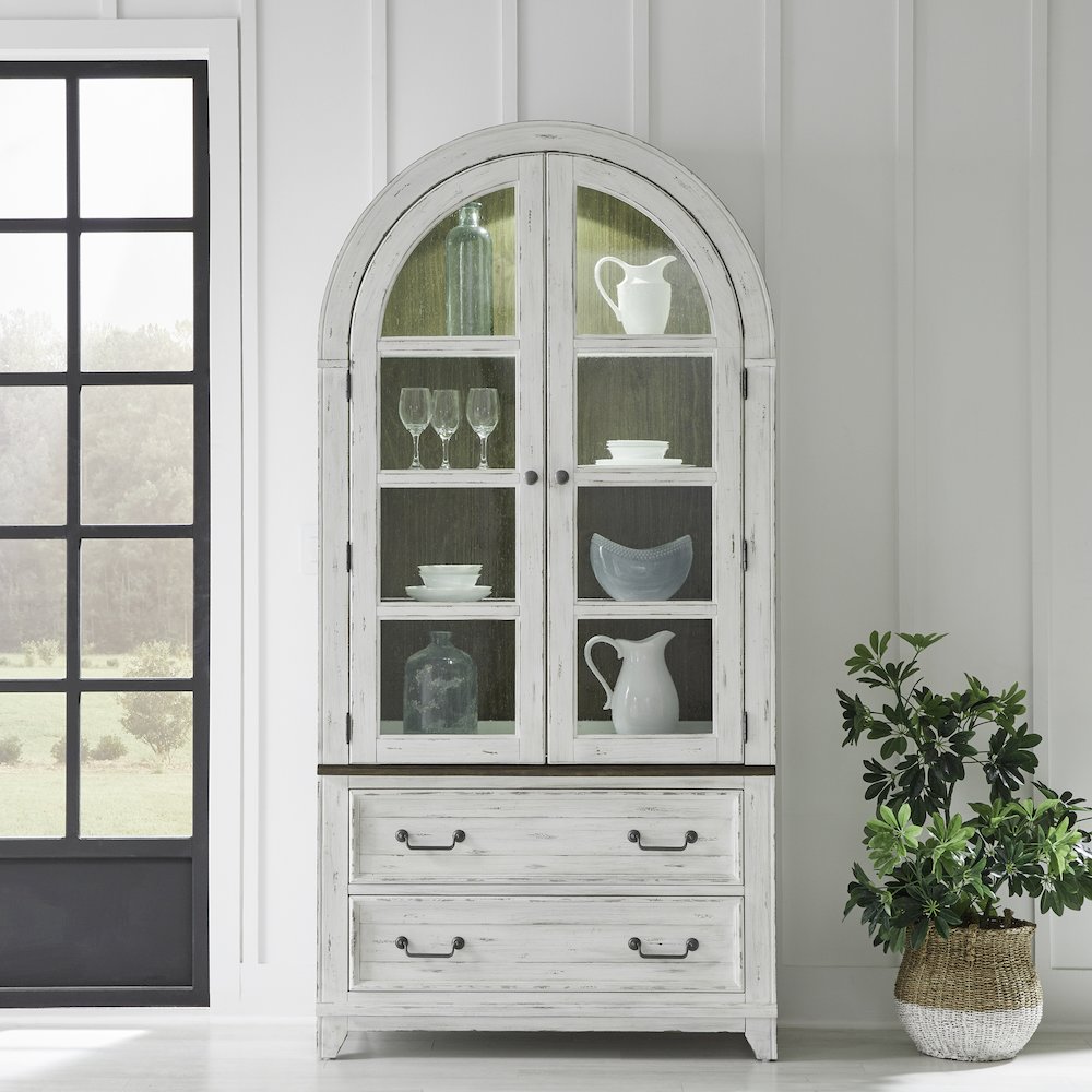River Place Curio Cabinet in Pine Solids & Veneers
