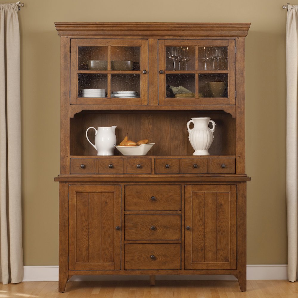 Hutch & Buffet in Rubberwood Solids & White Oak Veneers