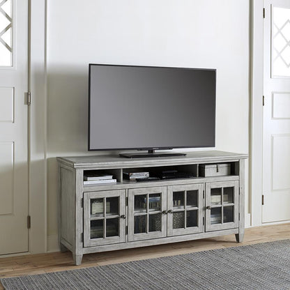 Heartland Entertainment TV Stand in Antique White w/ Tobacco Top