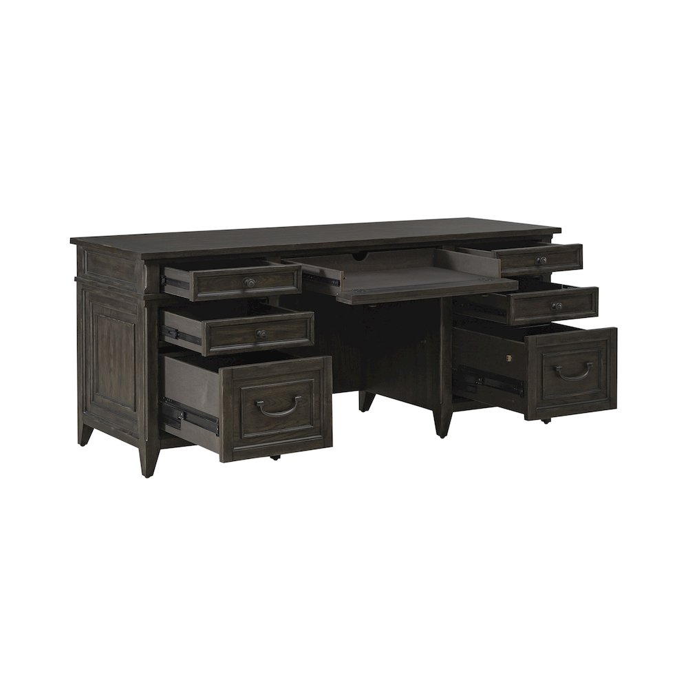 Executive Credenza in Rubberwood Solids w/ Split Heart White Oak Veneers