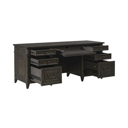 Executive Credenza in Rubberwood Solids w/ Split Heart White Oak Veneers
