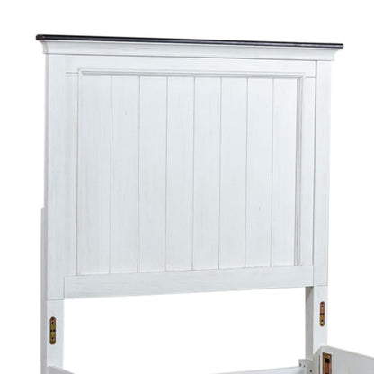 Allyson Park Twin Panel Headboard in Wirebrushed White w/ Charcoal Top