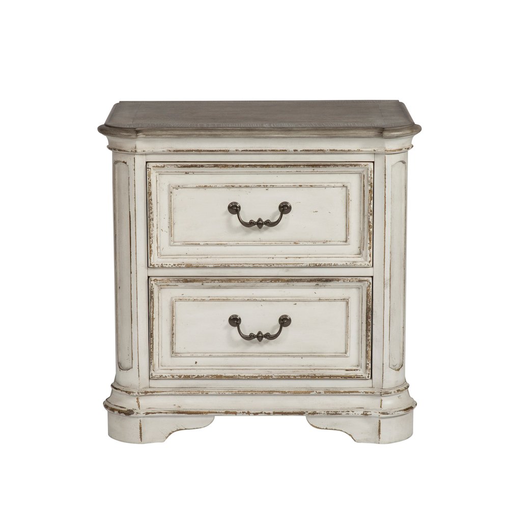 Magnolia Manor California King Sleigh Bed, Dresser & Mirror, Night Stand - White
