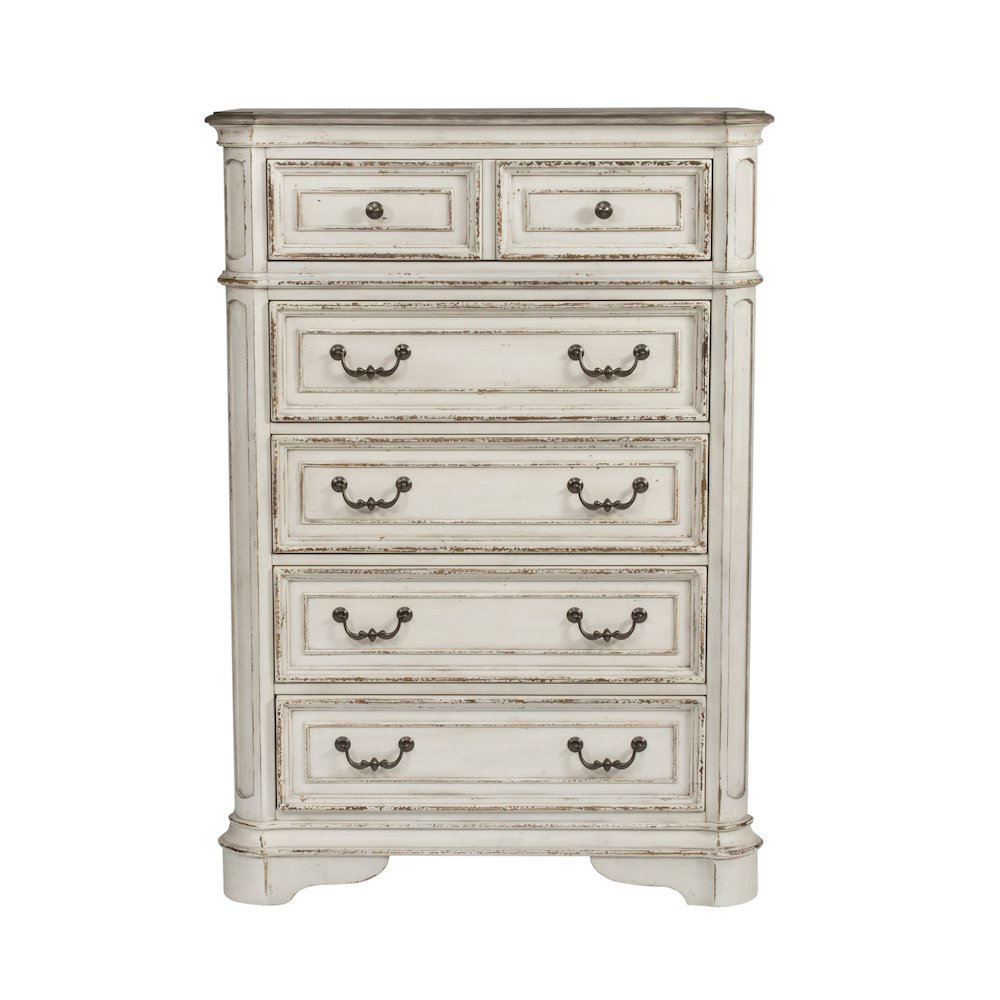 California King Sleigh Bed, Dresser & Mirror, Chest, Night Stand - White