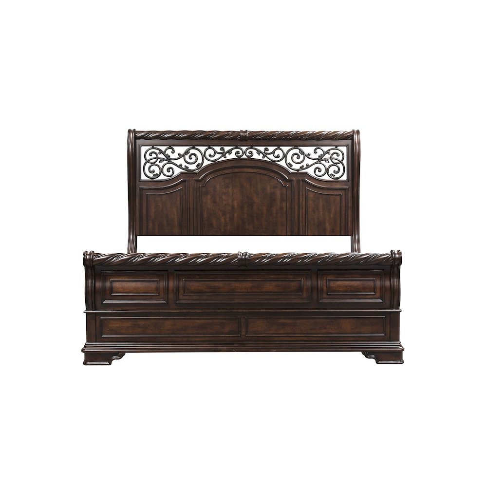 Arbor Place King California Sleigh Bed, Dresser & Mirror, Night Stand
