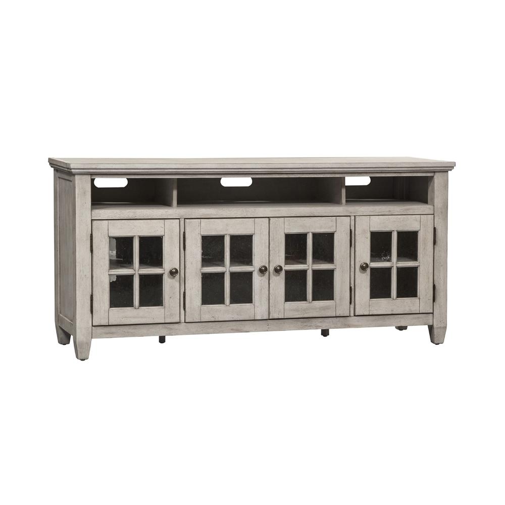 Heartland Entertainment TV Stand in Antique White w/ Tobacco Top