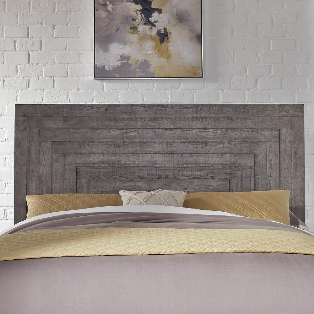 Modern Farmhouse Queen Panel Headboard in Dusty Charcoal w/ Heavy Distressing