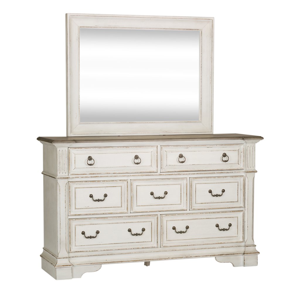 King Panel Bed, Dresser & Mirror