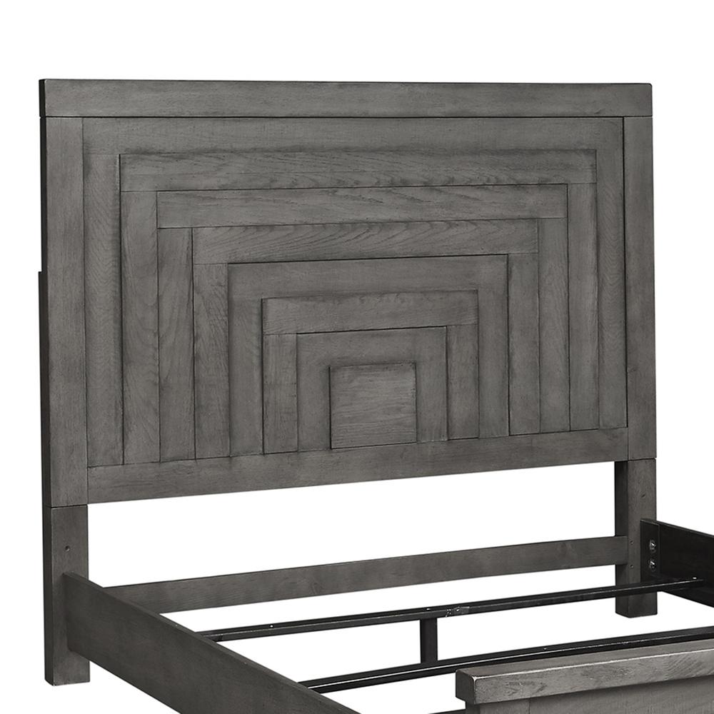Modern Farmhouse King Panel Headboard in Dusty Charcoal w/ Heavy Distressing