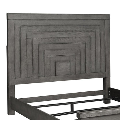 Modern Farmhouse King Panel Headboard in Dusty Charcoal w/ Heavy Distressing