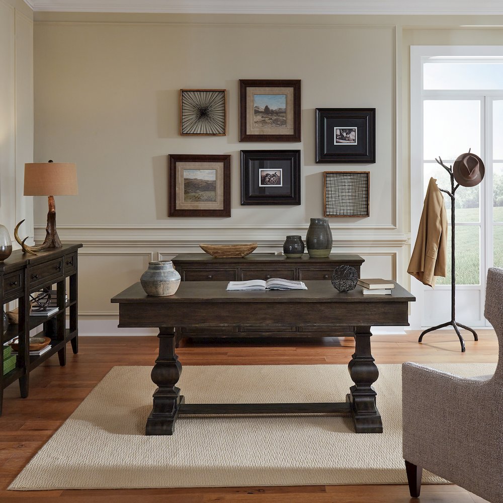2 Piece Desk Set in Rubberwood Solids w/ Split Heart White Oak Veneers