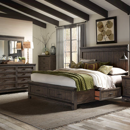 Thornwood Hills King Two Sided Storage Bed, Dresser & Mirror