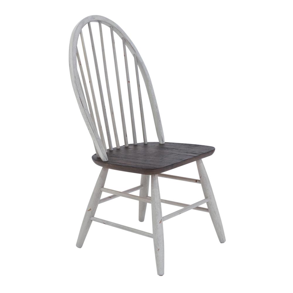 Farmhouse 5 Piece Trestle Table Set in Two Tone White w/ Wood Tone Top