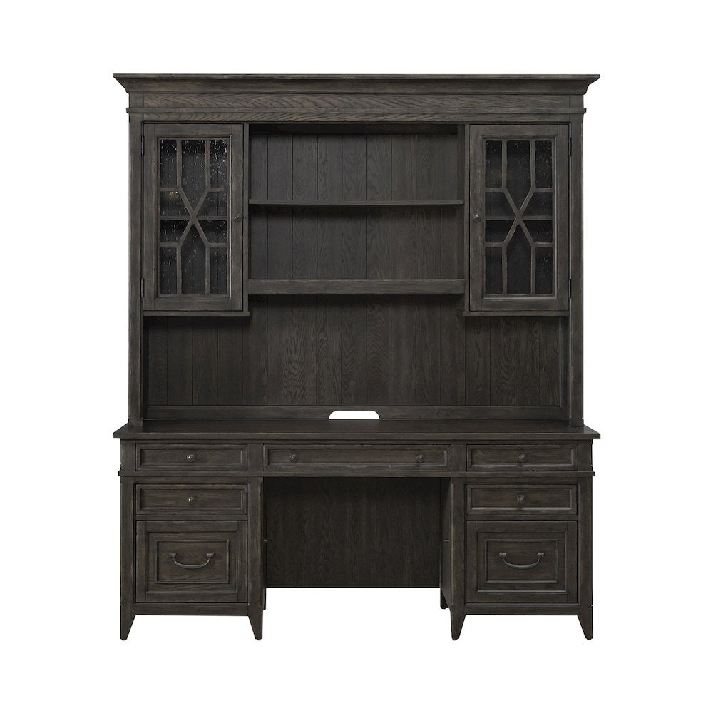 Credenza & Hutch in Rubberwood Solids w/ Split Heart White Oak Veneers