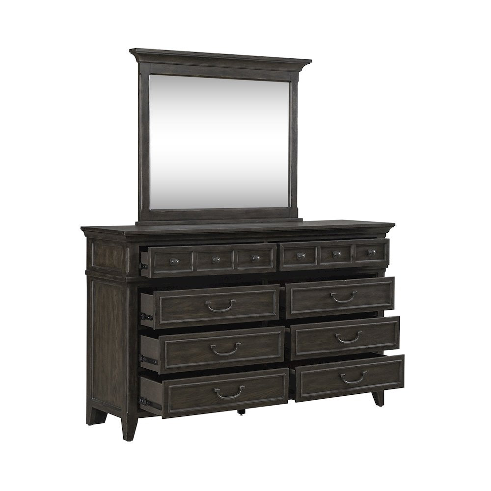 Dresser & Mirror in Rubberwood Solids & Split Heart White Oak Veneers