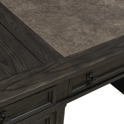 Executive Desk in Rubberwood Solids w/ Split Heart White Oak Veneers