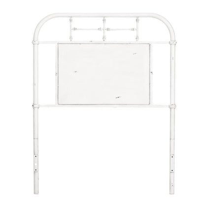 Vintage Series Twin Metal Headboard - Antique White in Distressed Metal
