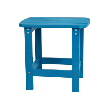 All-Weather Poly Resin Wood Adirondack Side Table in Blue