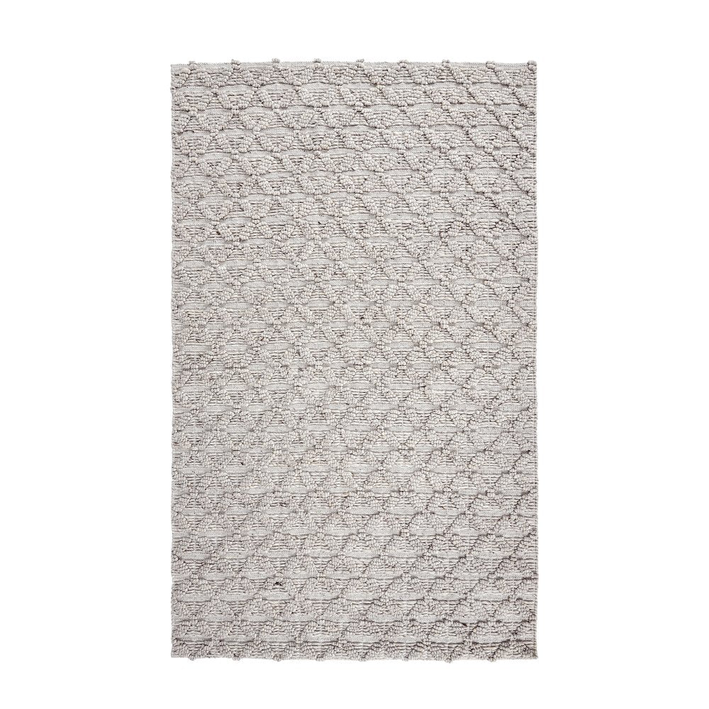 Portola 5'x8' Hand Loomed Wool Blend Fabric Accent Area Rug in Silver Gray