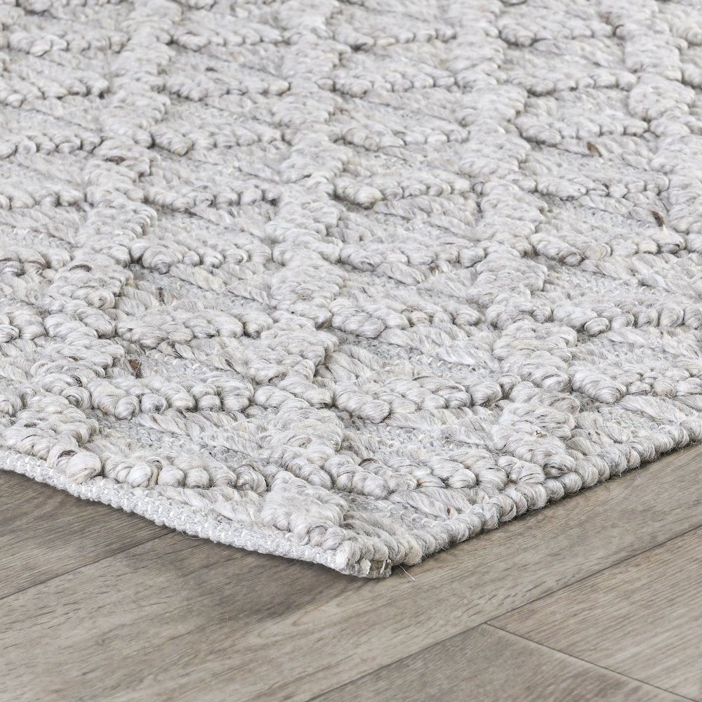 Portola 5'x8' Hand Loomed Wool Blend Fabric Accent Area Rug in Silver Gray