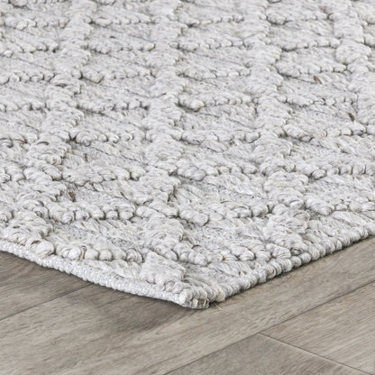 Portola 5'x8' Hand Loomed Wool Blend Fabric Accent Area Rug in Silver Gray