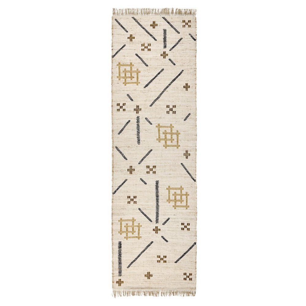 Belfast 2.6'x8' Wool Blend Handwoven Caviar Ivory Area Rug Runner