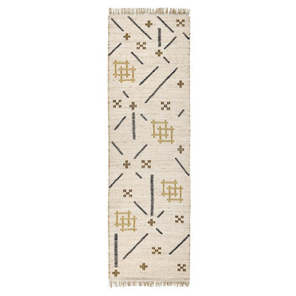 Belfast 2.6'x8' Wool Blend Handwoven Caviar Ivory Area Rug Runner