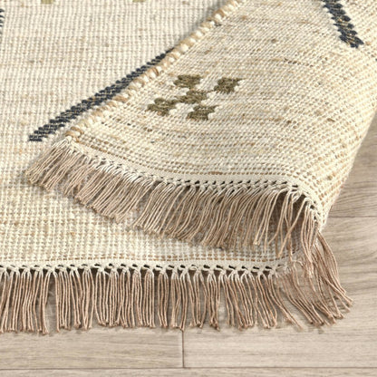 Belfast 2.6'x8' Wool Blend Handwoven Caviar Ivory Area Rug Runner