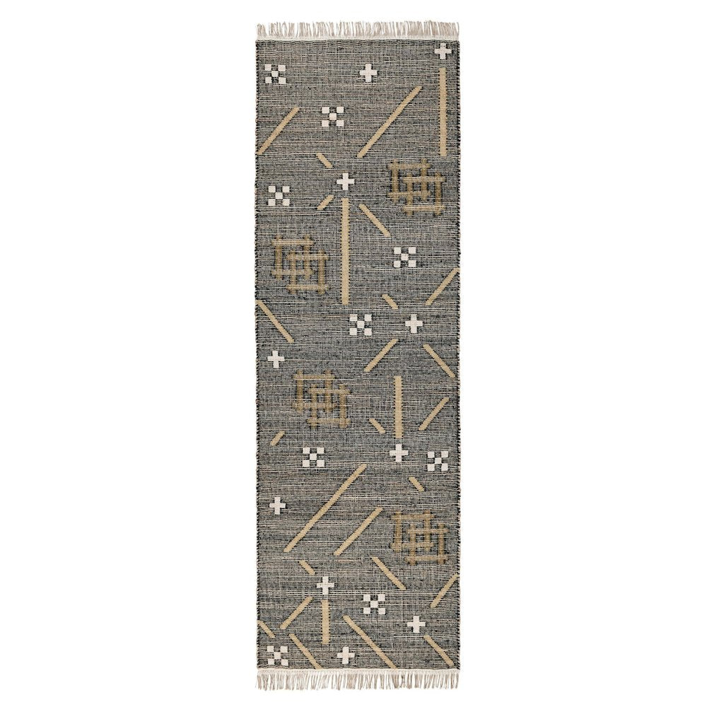 Belfast 2.6'x8' Wool Blend Handwoven Caviar Black Area Rug Runner
