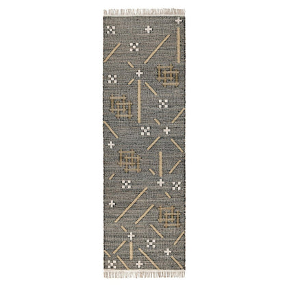 Belfast 2.6'x8' Wool Blend Handwoven Caviar Black Area Rug Runner