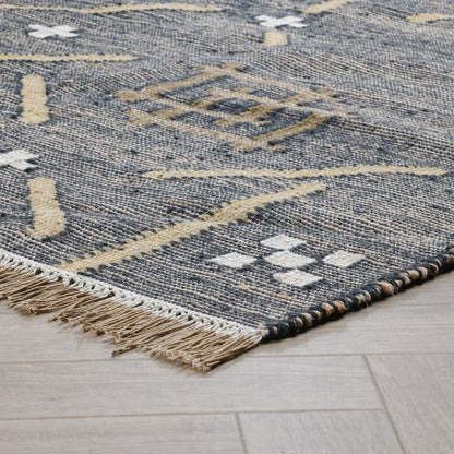 Belfast 2.6'x8' Wool Blend Handwoven Caviar Black Area Rug Runner