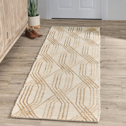 Tustin 2.6'x8' Indoor Jute Blend Handwoven Geometric Ivory Area Rug Runner