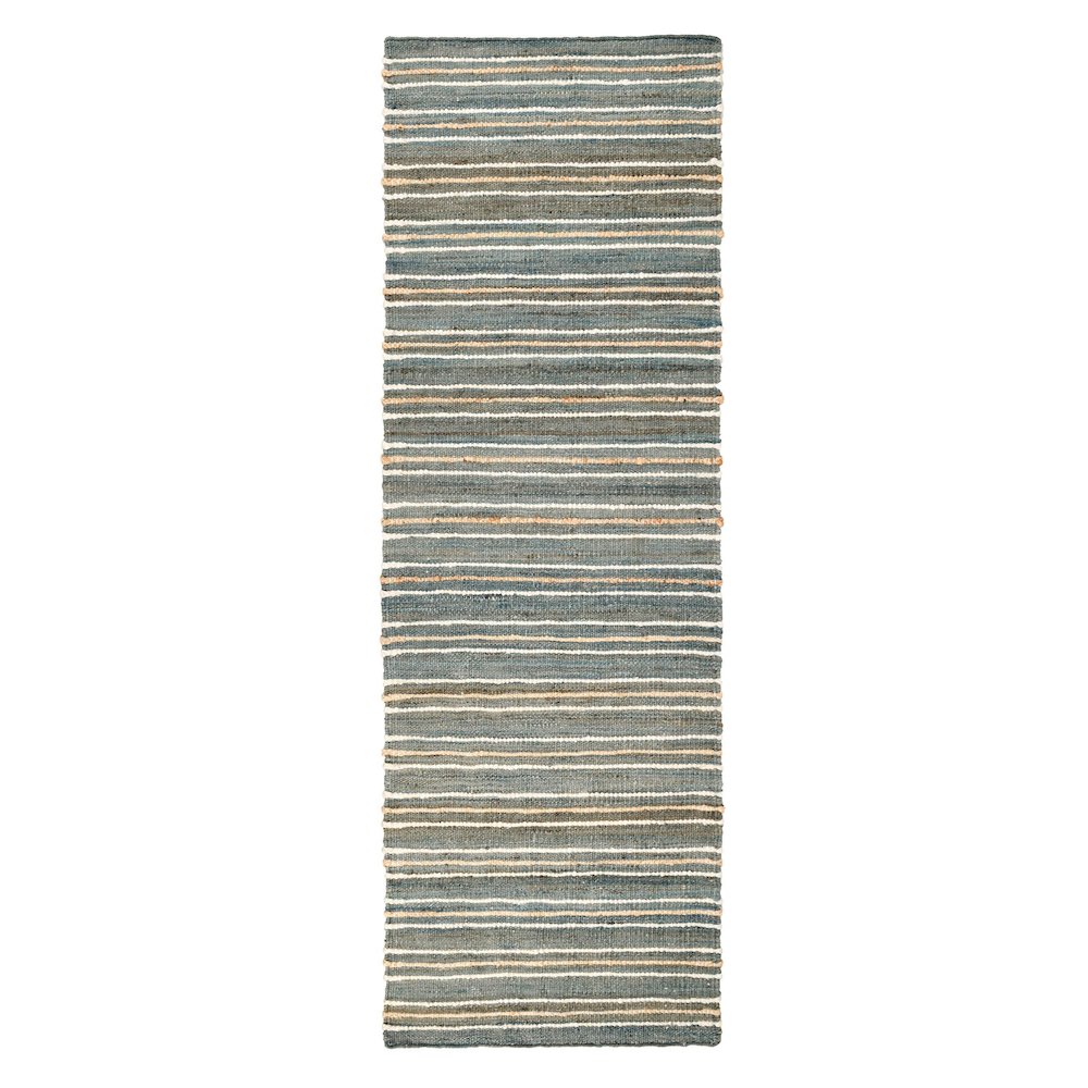 Del Mar 2.6'x8' Jute Blend Handwoven Sustainable Blue Accent Rug Runner
