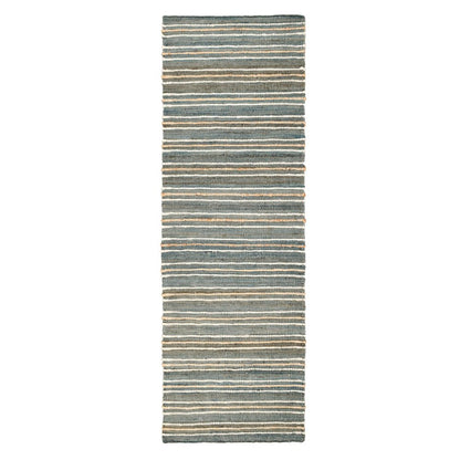 Del Mar 2.6'x8' Jute Blend Handwoven Sustainable Blue Accent Rug Runner