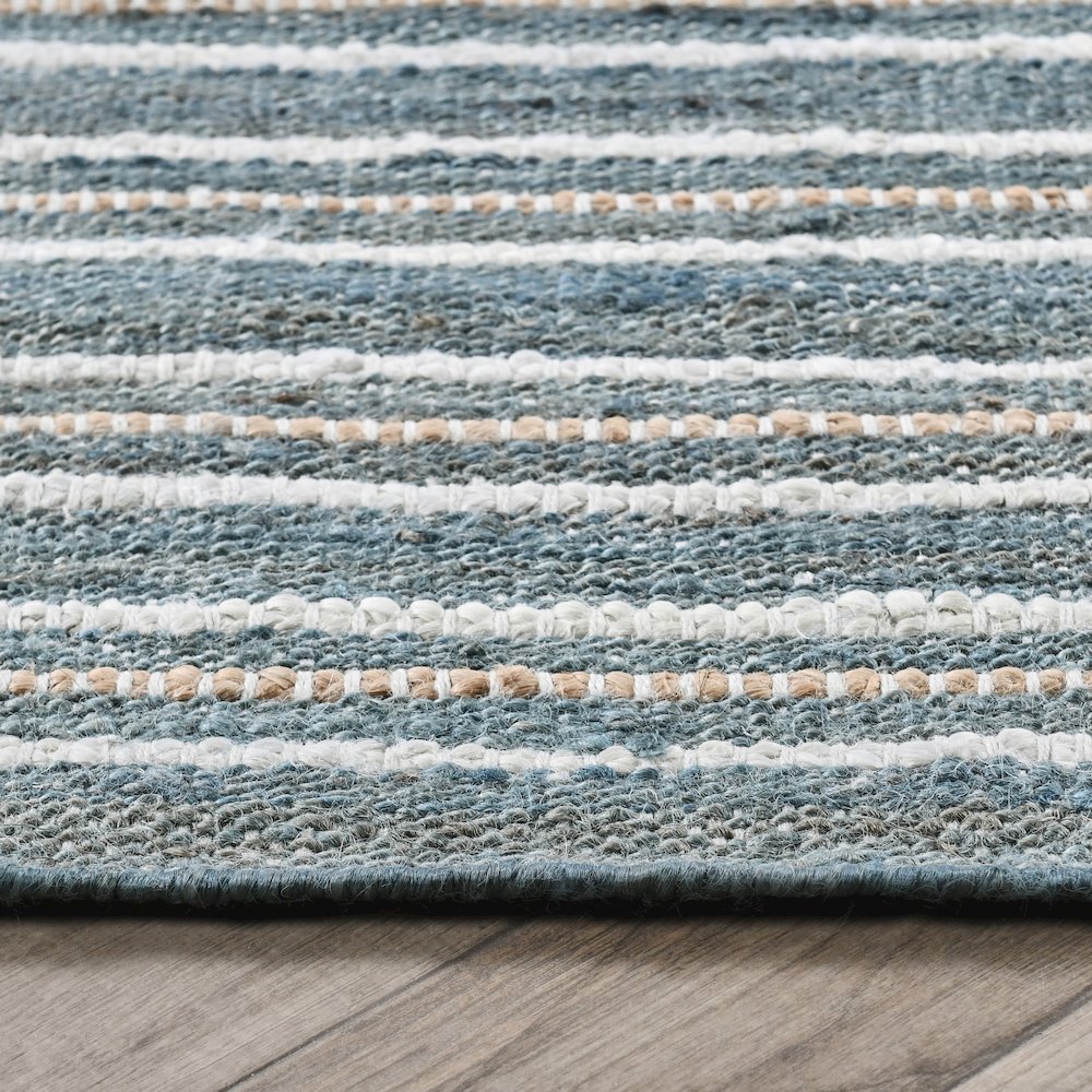 Del Mar 2.6'x8' Jute Blend Handwoven Sustainable Blue Accent Rug Runner