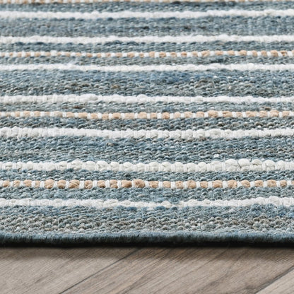 Del Mar 2.6'x8' Jute Blend Handwoven Sustainable Blue Accent Rug Runner