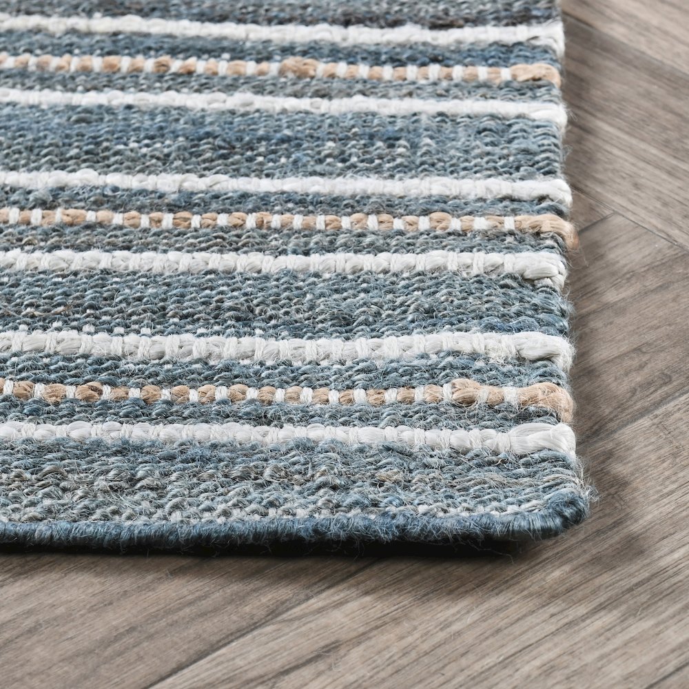 Del Mar 2.6'x8' Jute Blend Handwoven Sustainable Blue Accent Rug Runner