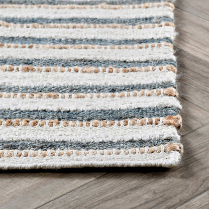 Del Mar 2.6'x8' Jute Blend Fabric Handwoven Sustainable Ivory Accent Rug Runner