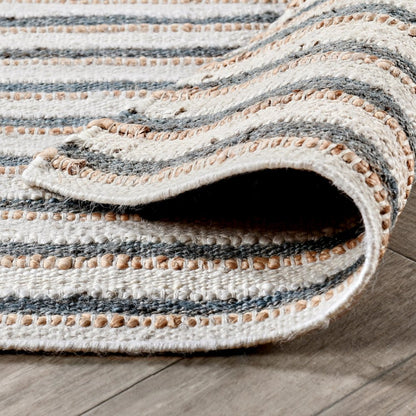 Del Mar 2.6'x8' Jute Blend Fabric Handwoven Sustainable Ivory Accent Rug Runner