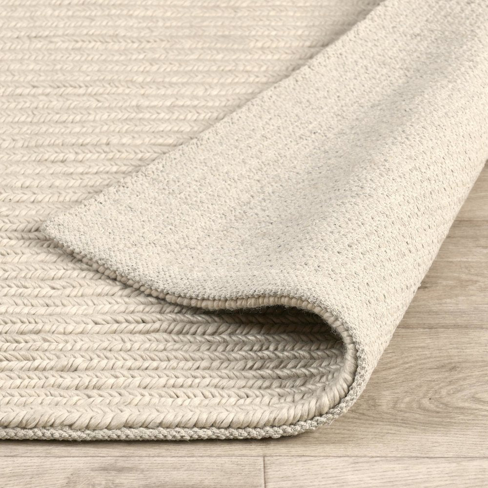 Dawson 5'x8' Wool Blend Fabric Handwoven  Beige Accent Area Rug